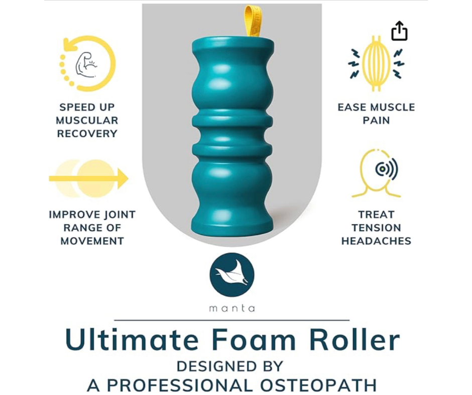 a specialist foam roller which has a groove to accommodate the spine when rollering the back