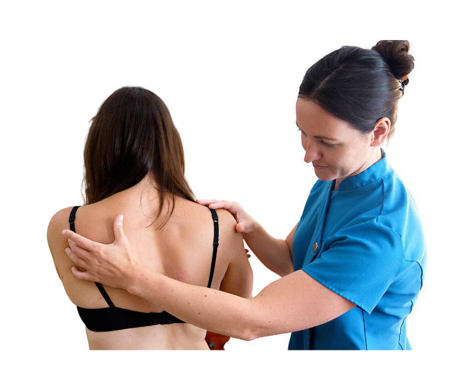 Osteopath examining someone who has upper back pain in Christchurch clinic